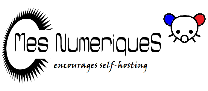 Logo Mes Numériques suivi de la mascotte lemmy en bleu blanc rouge sur la droite du logo. sous le logo est mentionné "encourages self-hosting"