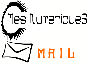 Logo de "Mes Numériques" : une roue dentelée avec à l'intérieur l'inscription "Mes Numériques" et en dessous une enveloppe et l'inscription "Mail" à sa droite